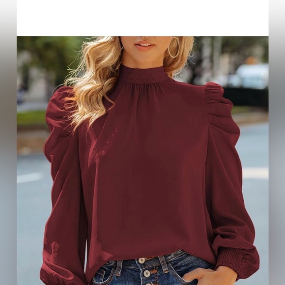 Dokotoo Tops - Elegant Burgundy Women's Blouse
